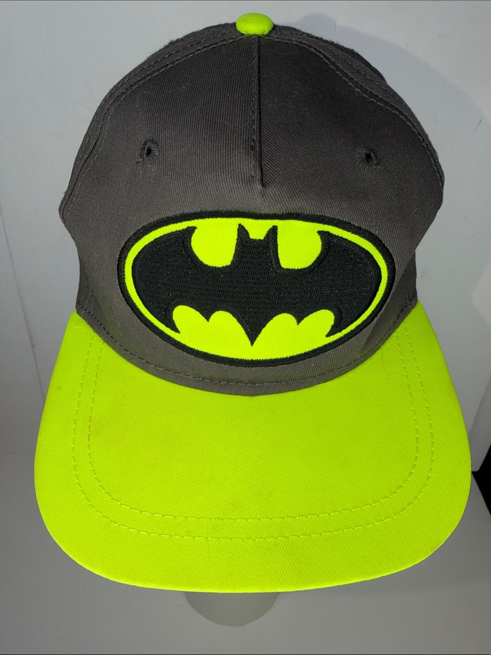 Batman Neon Yellow and Gray Kids Baseball Cap